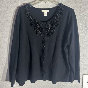 Christina woman black rose cardigan sweater size 2x